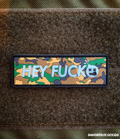 Dangerous Goods®️ HEY FUCKO Morale Patch - Woodland Camo