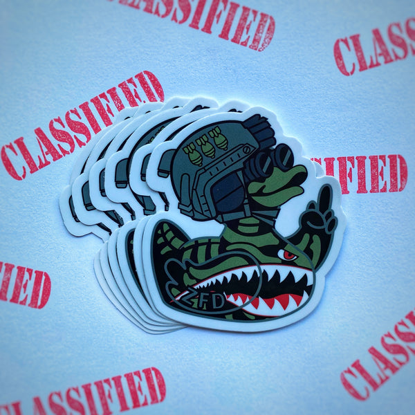 Zero Fucks Duck®️ SkeleClassy Sticker - OD Green