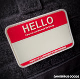 Dangerous Goods® HELLO Back The Fuck Up Name Tag PVC Morale Patch - 2 Colors
