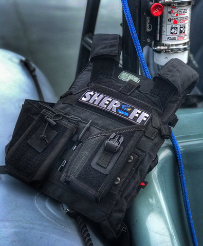 Zero Fucks Duck® Thin Blue Line Plate Carrier SHERIFF Patch - 2 Colors