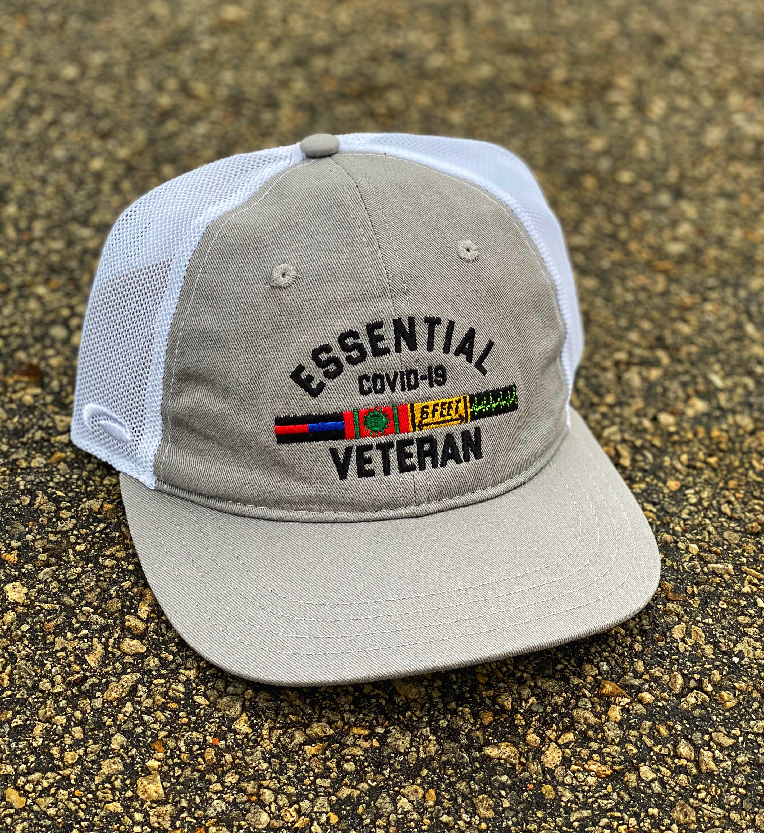 Dangerous Goods® Essential Veteran Low Profile Trucker Hat - Grey / White Mesh
