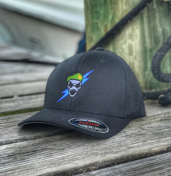 ZERO FUCKS DUCK “ZFD” 'RECON EQUIPMENT DIVISION' LIGHTNING FLEX FIT HAT - BLACK OPS