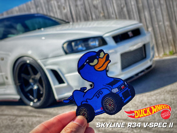 Zero Fucks Duck® Duck Wheels Skyline GT-R R34 Patch - Bayside Blue
