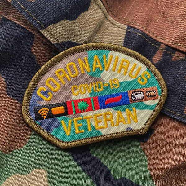 Dangerous Goods® Coronavirus Veteran Morale Patch - M81 Woodland Camo