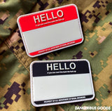 Dangerous Goods® HELLO Back The Fuck Up Name Tag PVC Morale Patch - 2 Colors