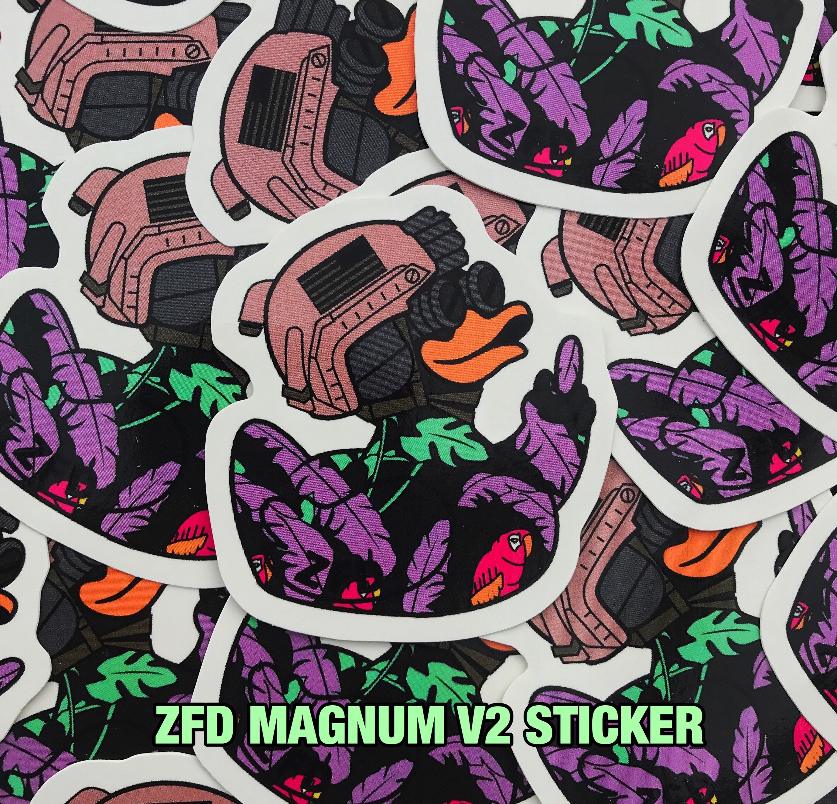 Zero Fucks Duck® Magnum Hawaiian Duck Sticker - V2 Purple