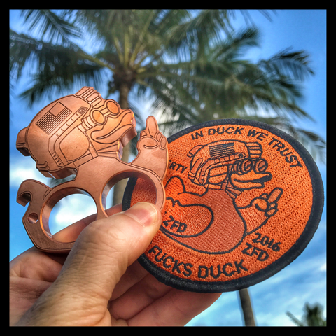 ZERO FUCKS DUCK KNUCK LIMITED EDITION BOTTLE OPENER PATCH SET - COPPER