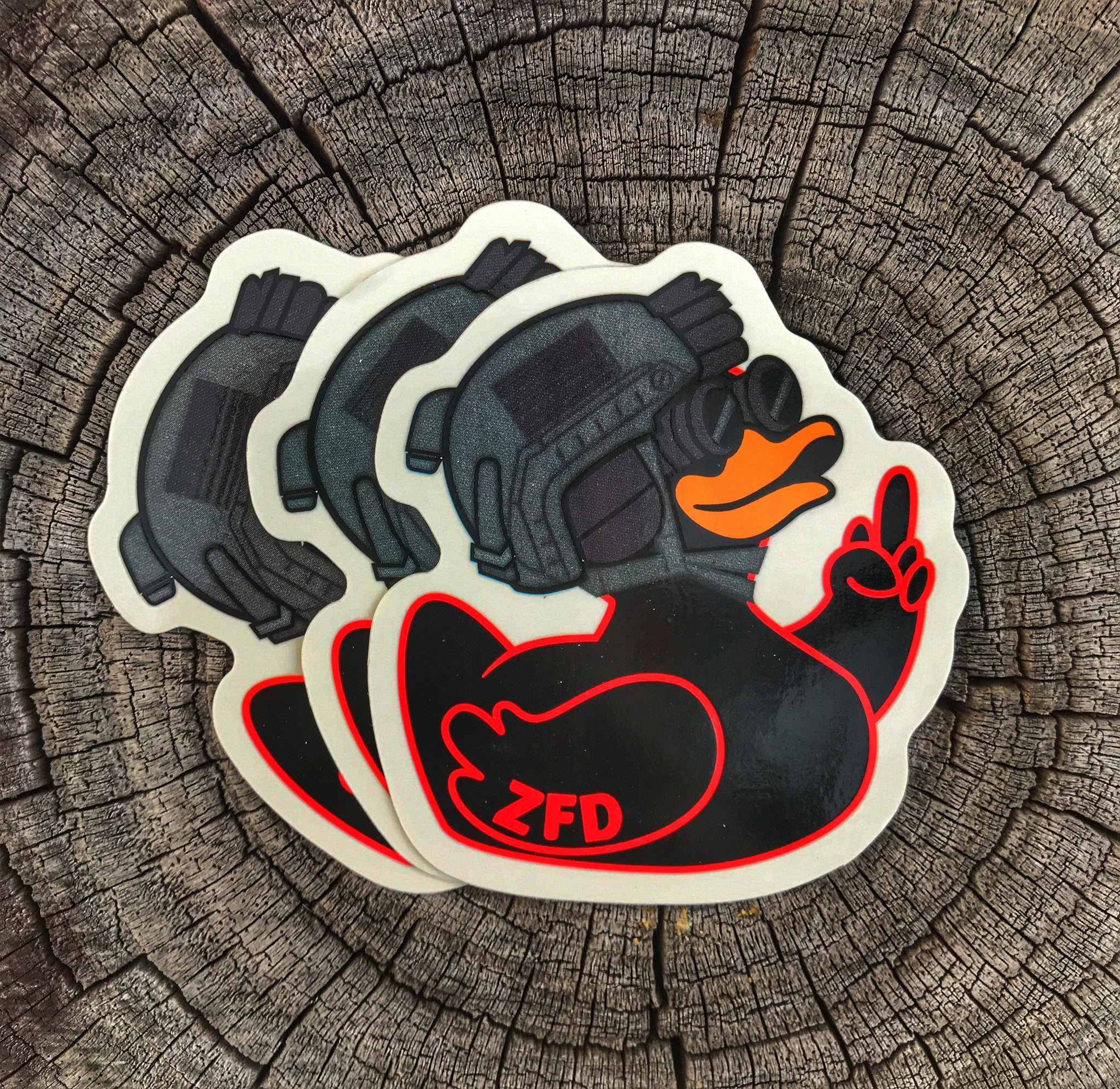 ZERO FUCKS DUCK ZFD OPERATOR NVG STICKER - RED