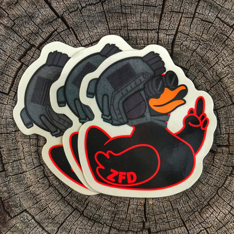 Zero Fucks Duck® Tactical Rubber Duck Sticker - Red 1.2