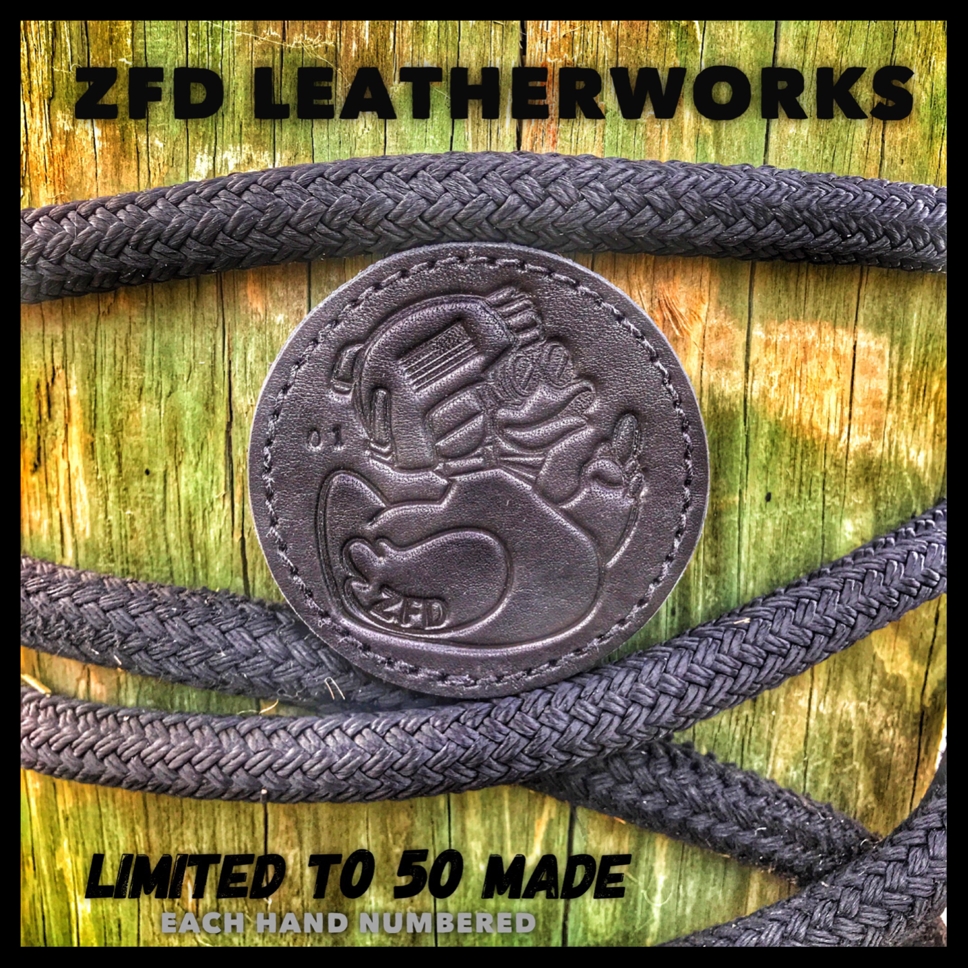 ZFD LEATHERWORKS STAMPED & NUMBERED LEATHER 3D MORALE PATCH